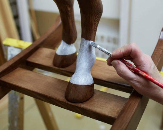 Hand painted legs on the big Royal Spinel rocking horse