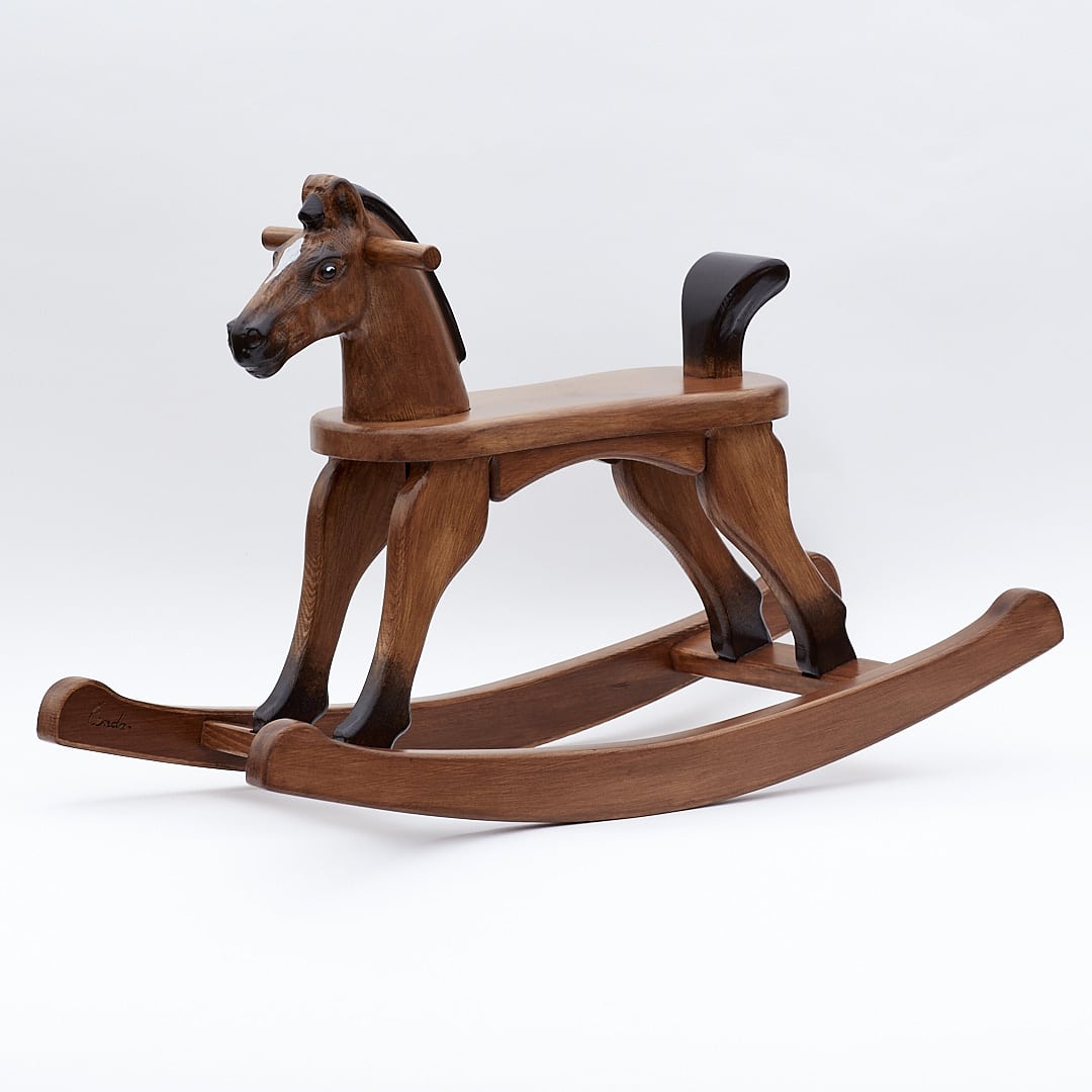 Wooden Rocking Horse, Bay colour finish, with tail