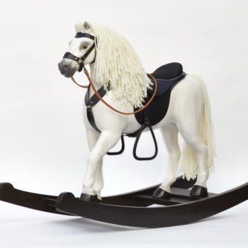 Elegant big horse Royal Spinel (white) made from massive wood placed on rockers