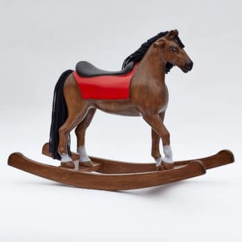 Middle sized wooden rocking horse, bay colors