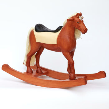 Middle sized wooden rocking horse, chestnut colors
