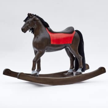 Middle sized wooden rocking horse, black colors