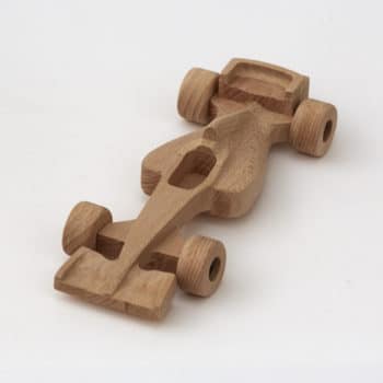 25 cm long formula 1 made from beech - with rotating wheels